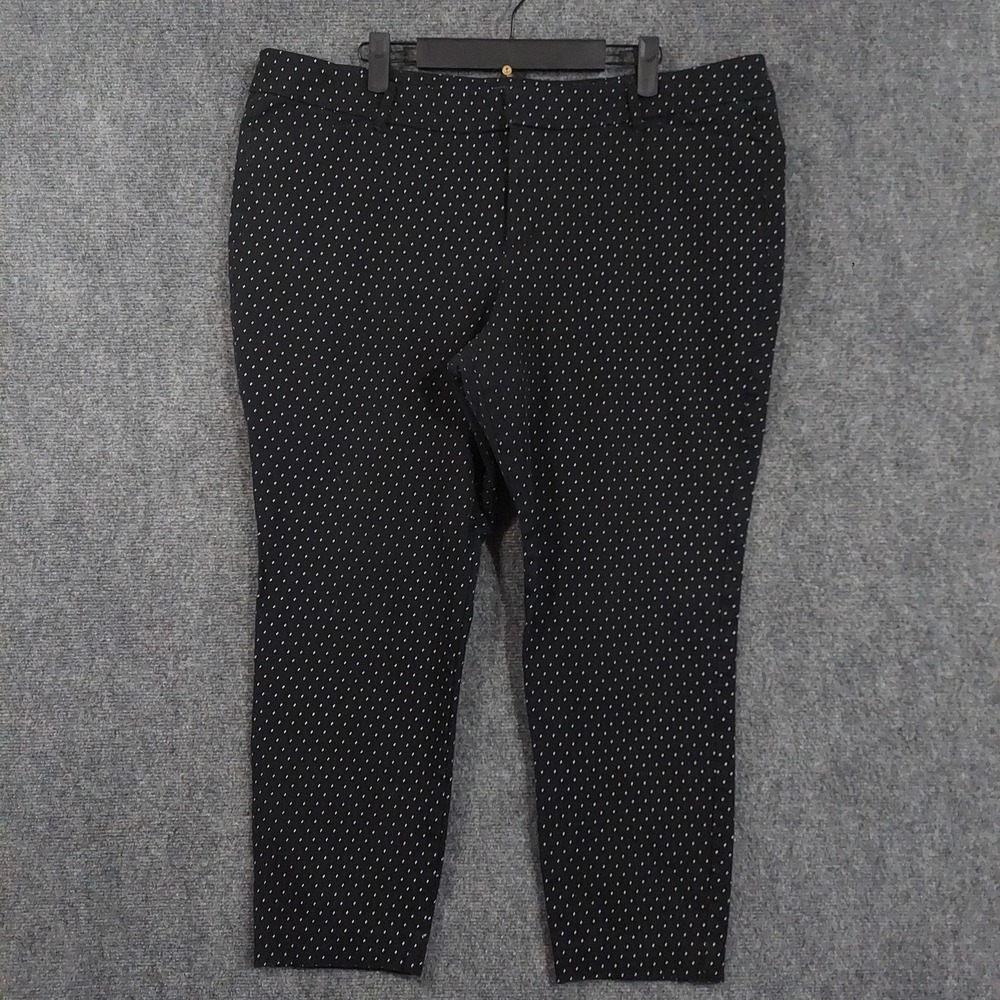 Old Navy Pixie‎ Mid Rise Ankle Pants Womens 18 Black Polka Dot Stretch Twill